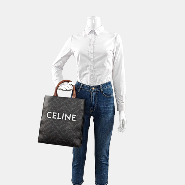 CABAS CELINE Small Coated Canvas Brown