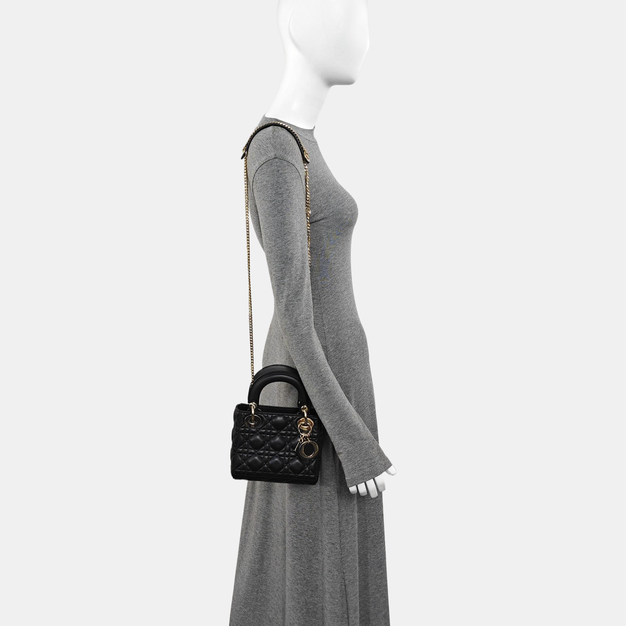Lady Dior Mini Cannage Lambskin Black