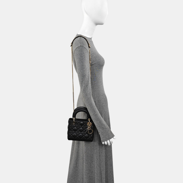 Lady Dior Mini Cannage Lambskin Black