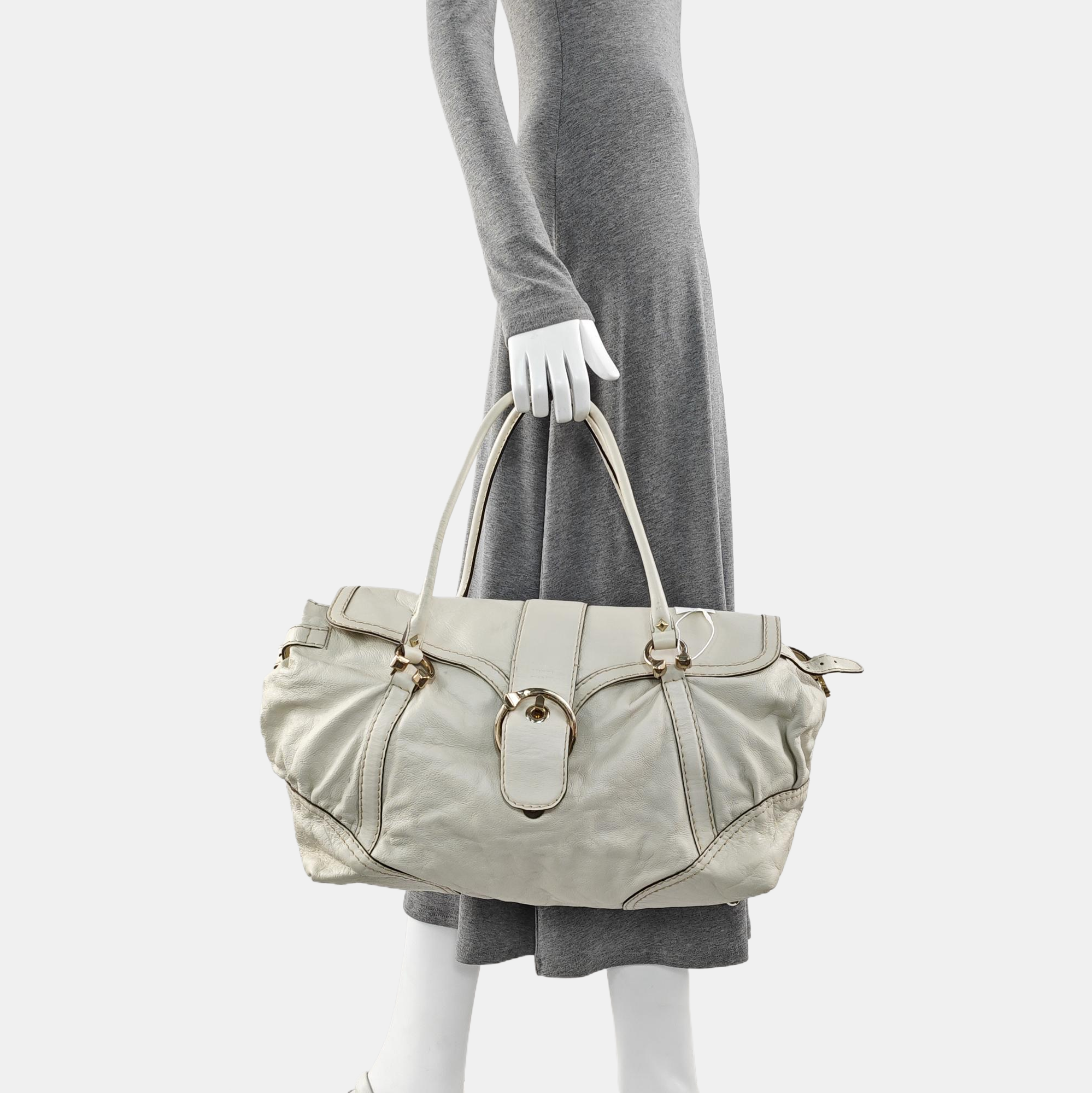 Calfskin Top Handle Bag White