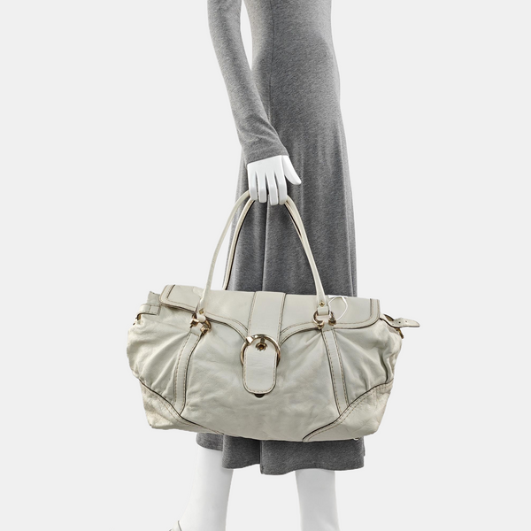 Calfskin Top Handle Bag White