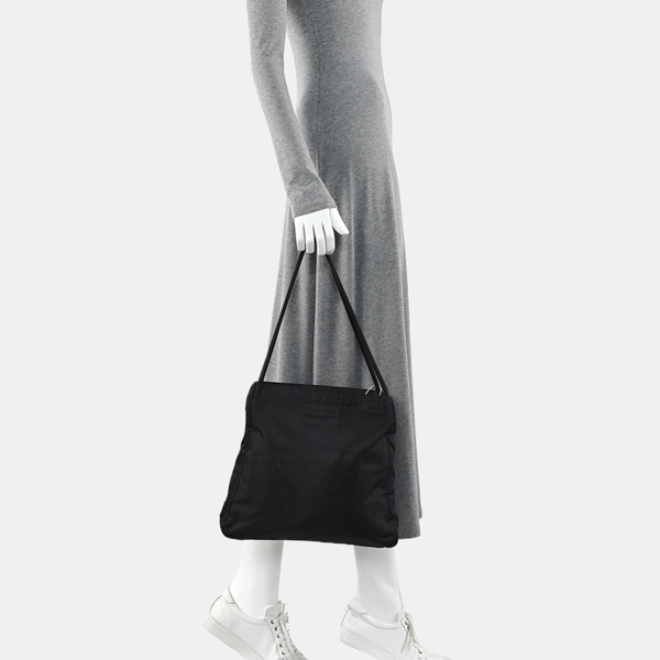 Nylon Top Handle Bag Black