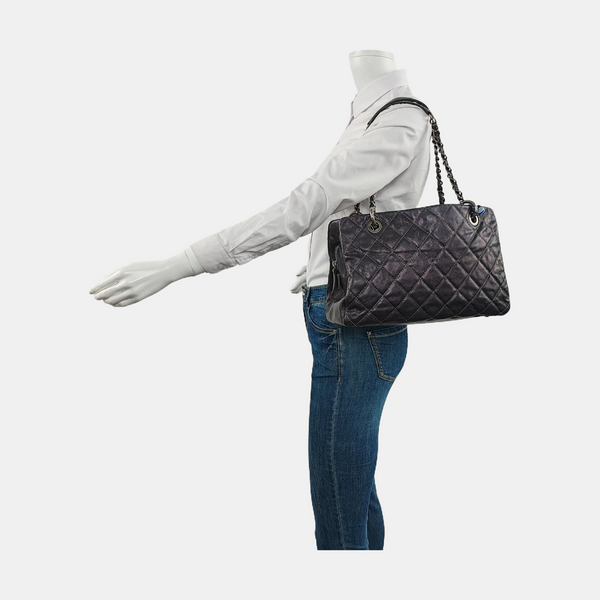 CC TIMELESS SOFT Small Quilted Grained Calfskin Gray