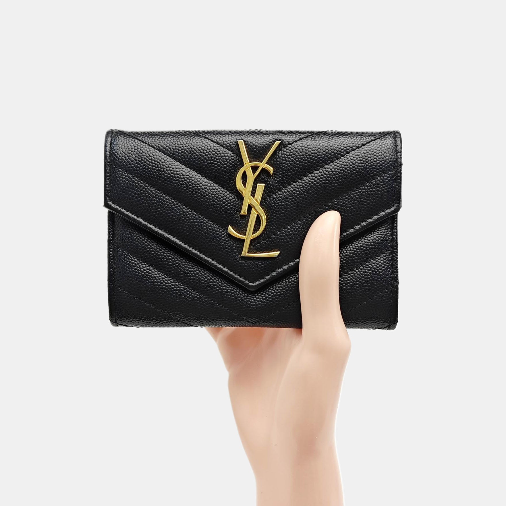 MONOGRAM Chevron Calfskin Black Card Holder