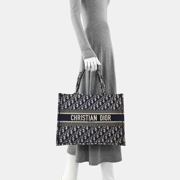 Book Tote Medium Oblique Canvas Blue