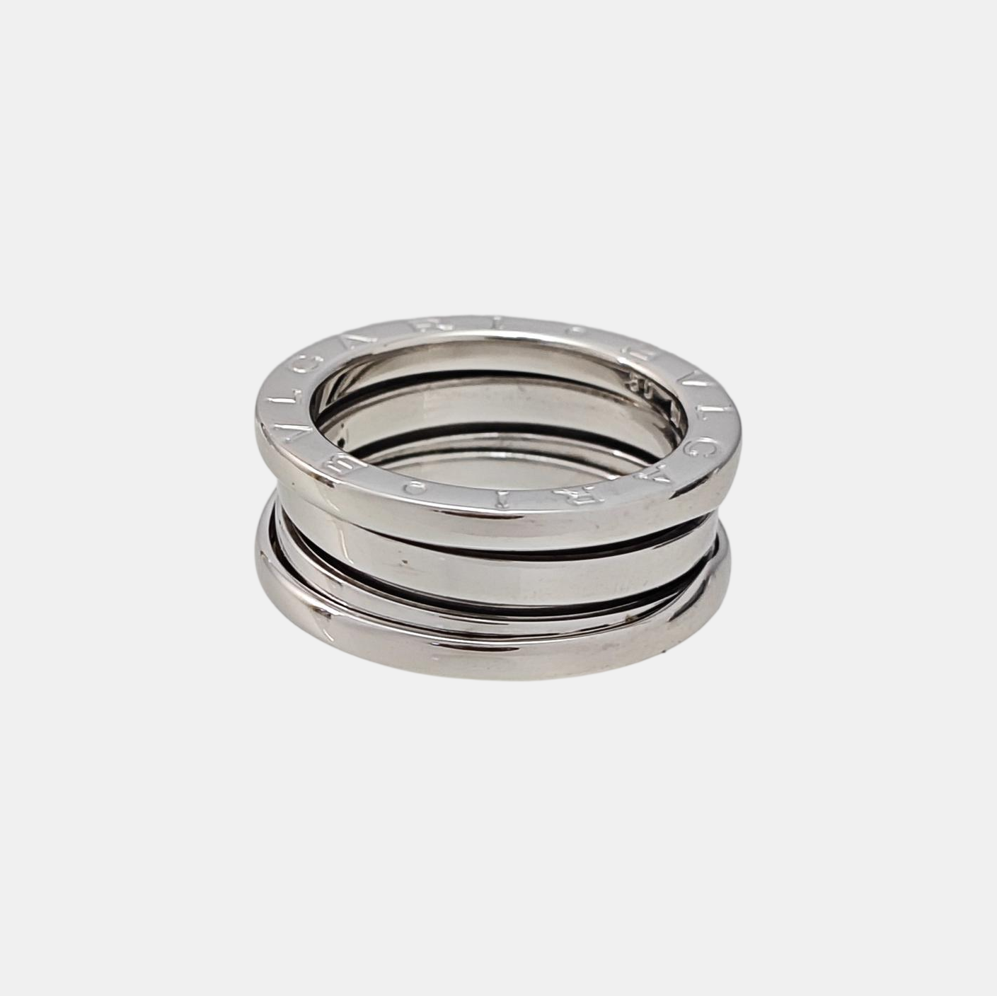 B.ZERO1 18k White Gold Silver Ring EU 50