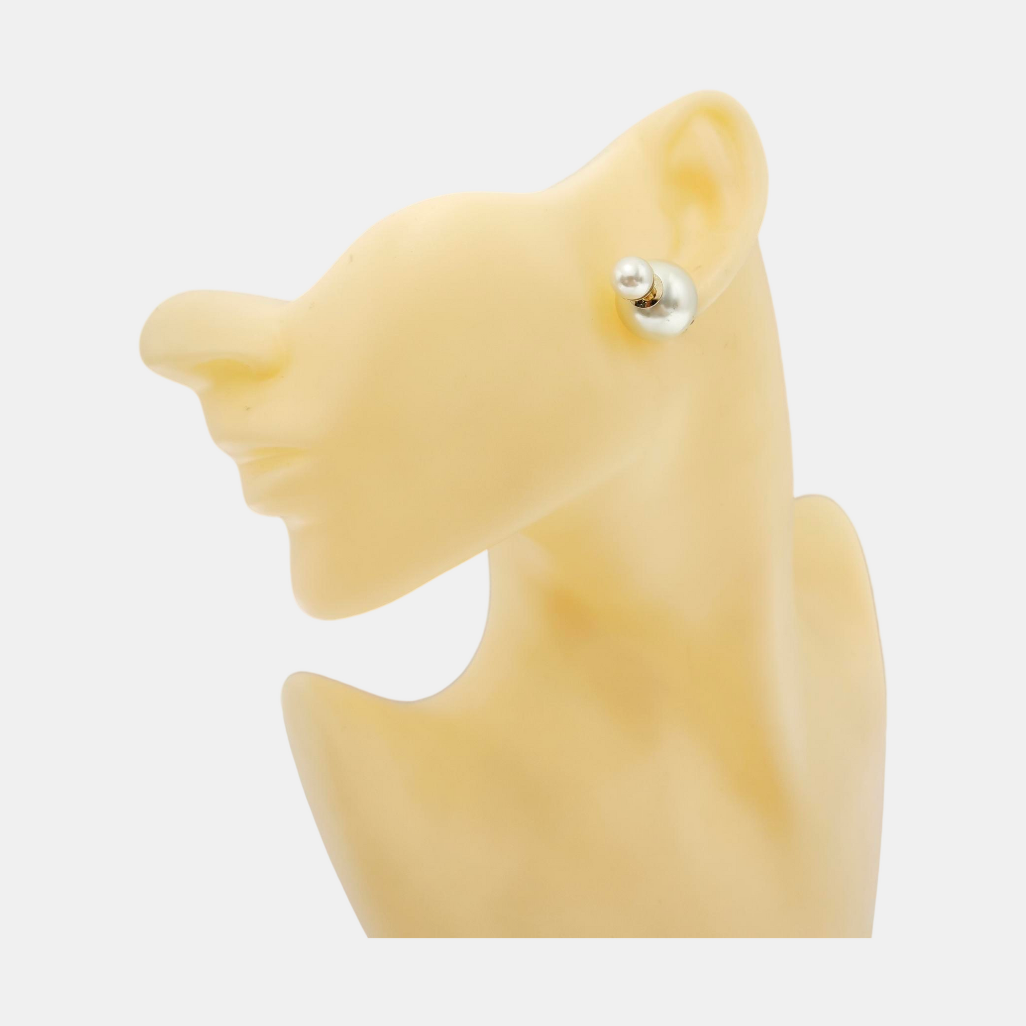 Dior Tribales Faux Pearl White Stud Earrings
