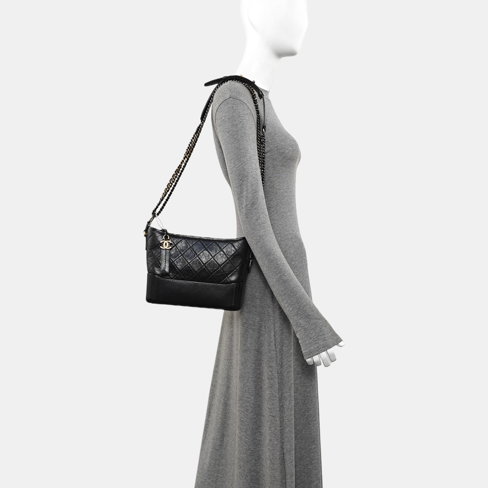 GABRIELLE Medium Quilted Calfskin Black