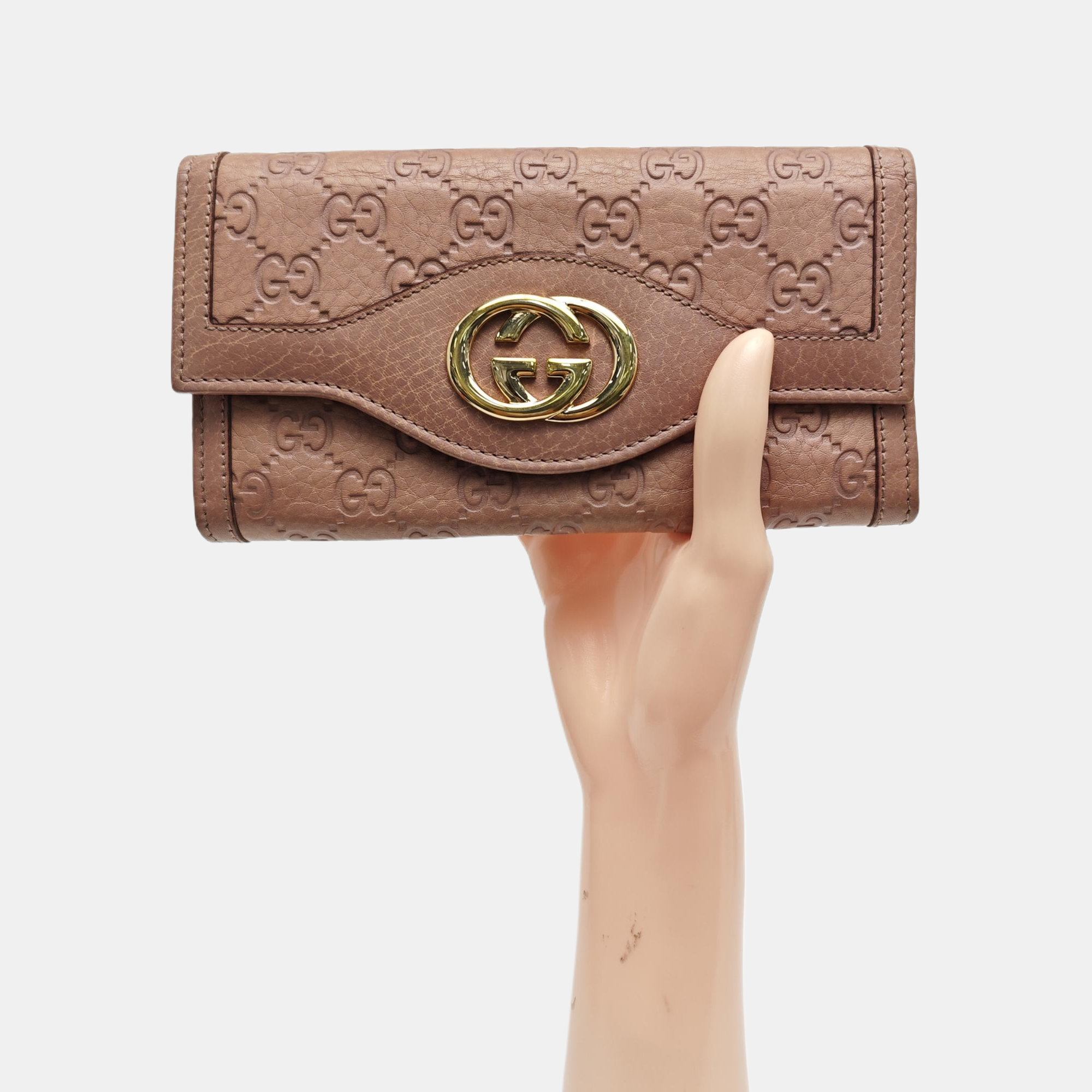 Sukey Monogram Calfskin Beige Wallet