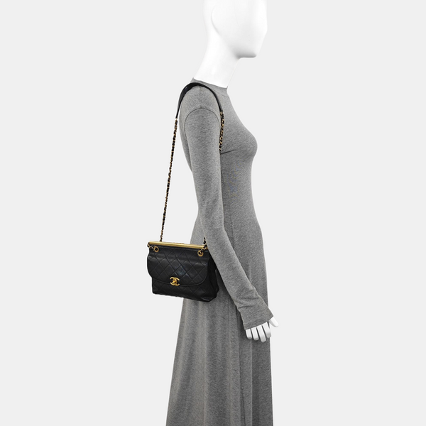 Quilted Calfskin Shoulder Bag Black