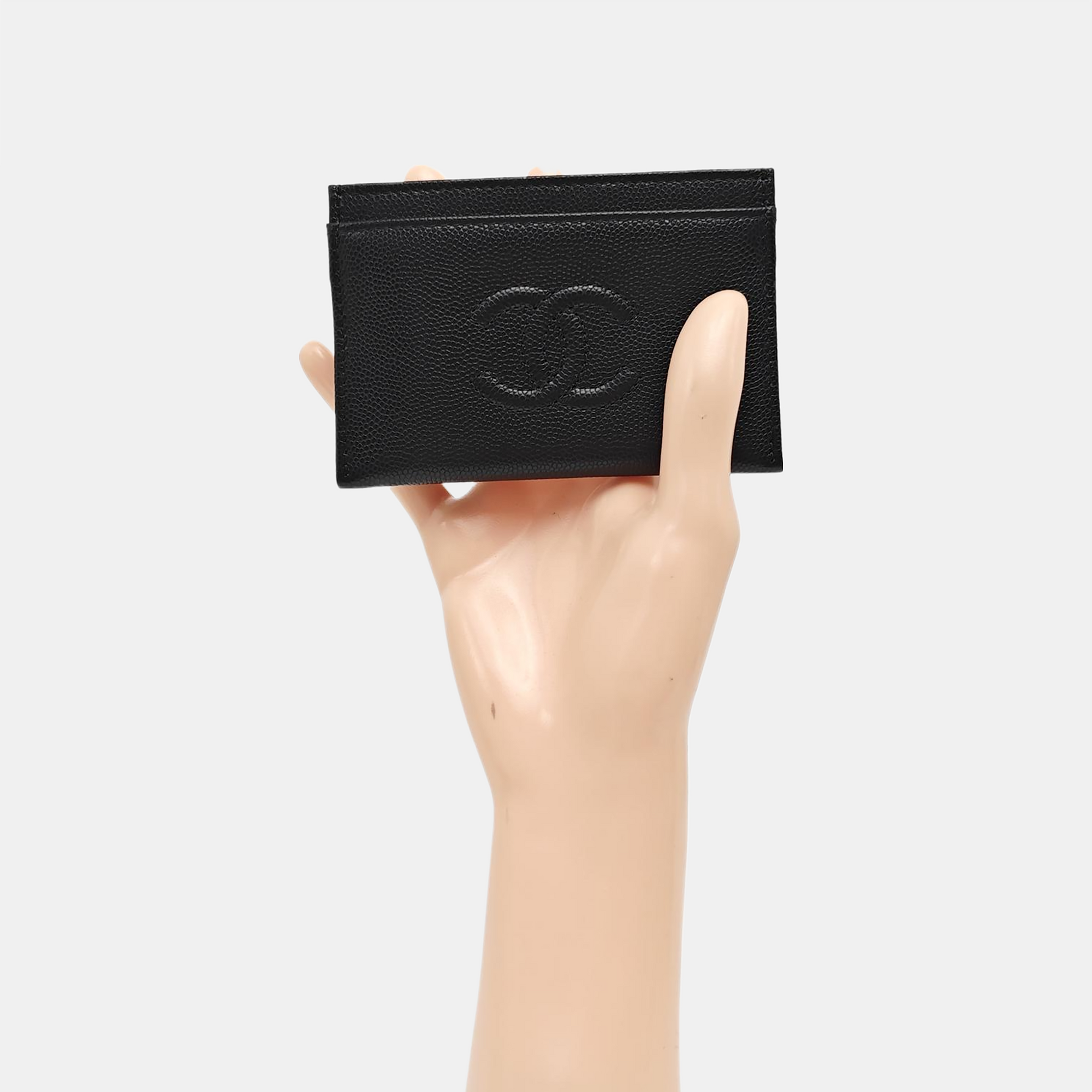 Grained Calfskin Card Holder Black