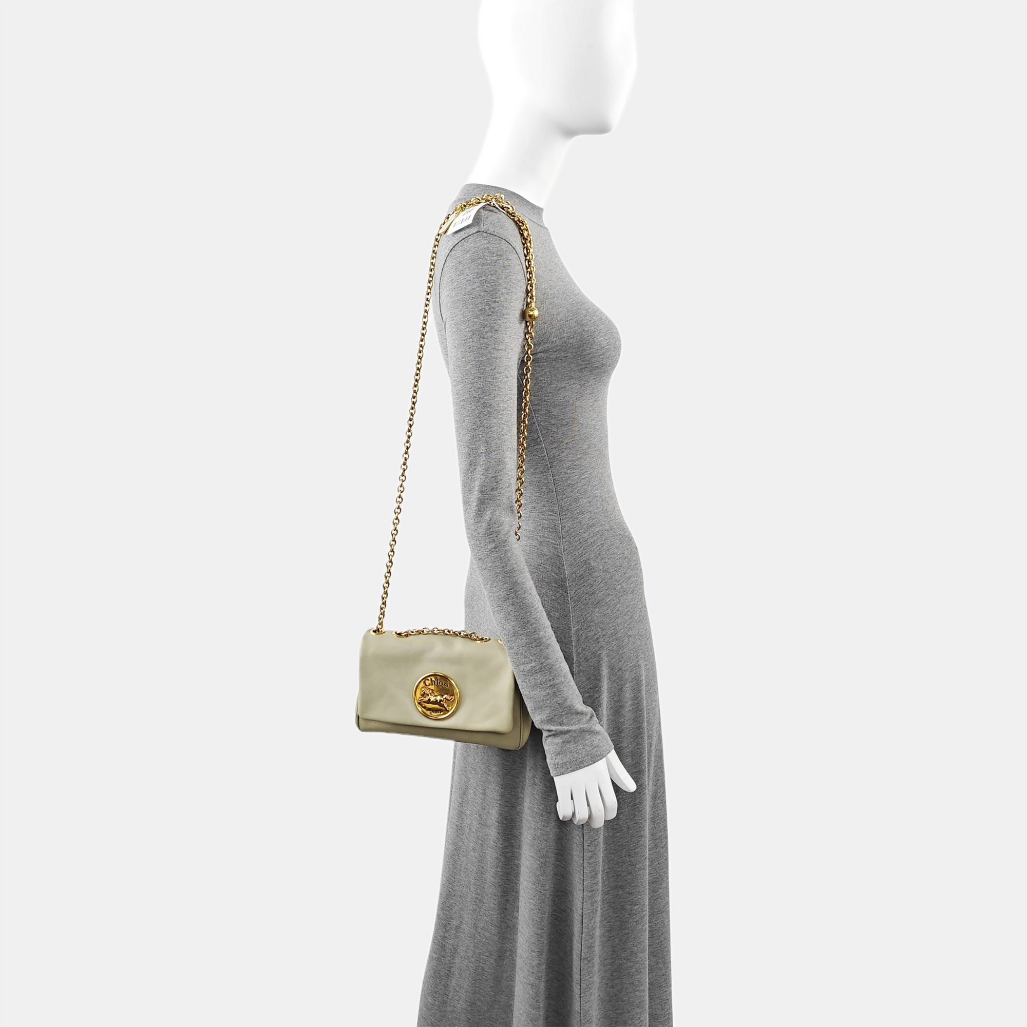 Calfskin Shoulder Bag Beige