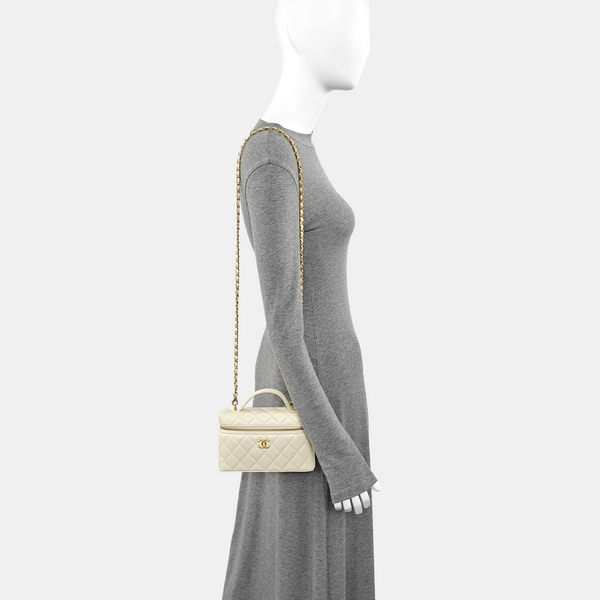 Quilted Grained Calfskin Shoulder Bag Yellow