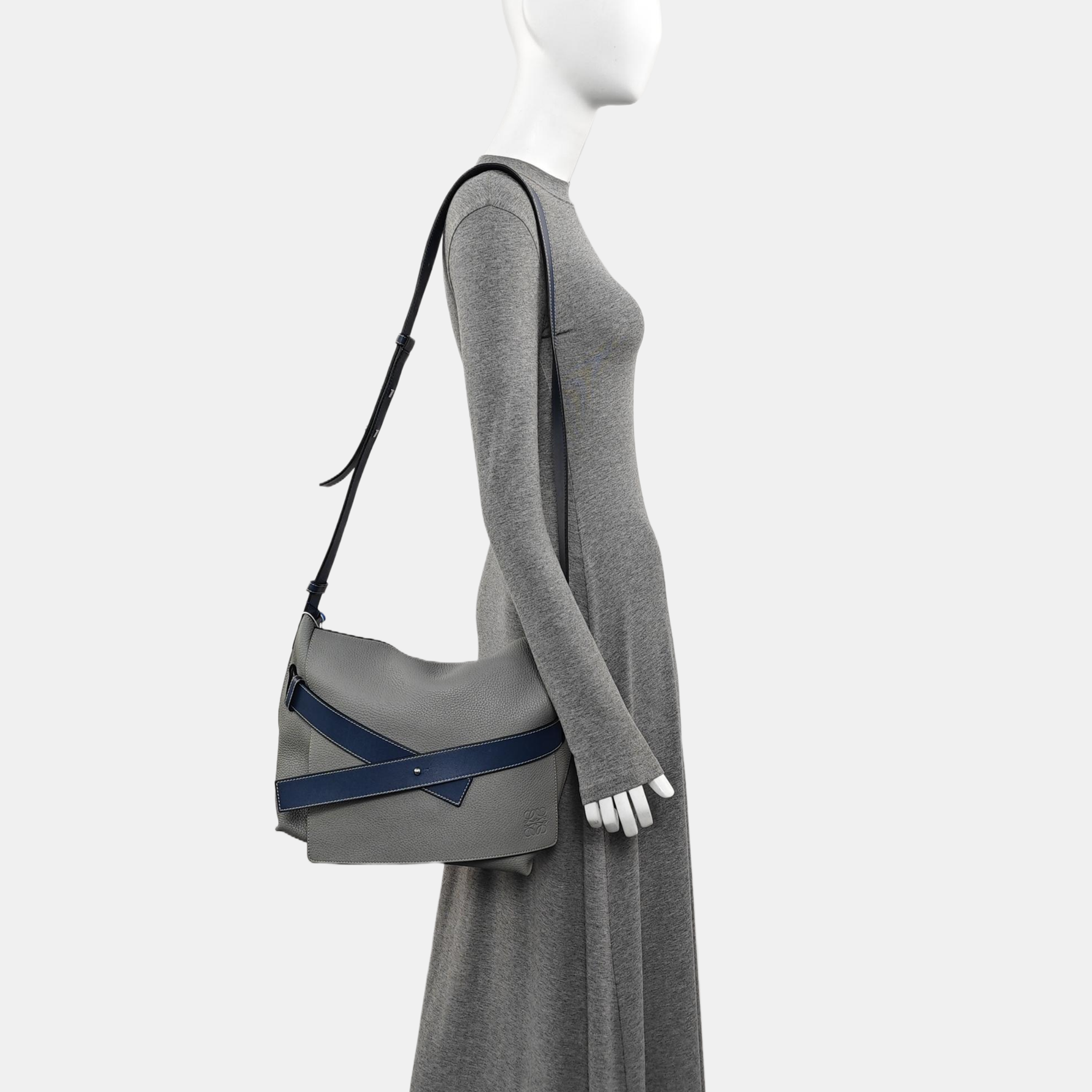 Calfskin Shoulder Bag Gray