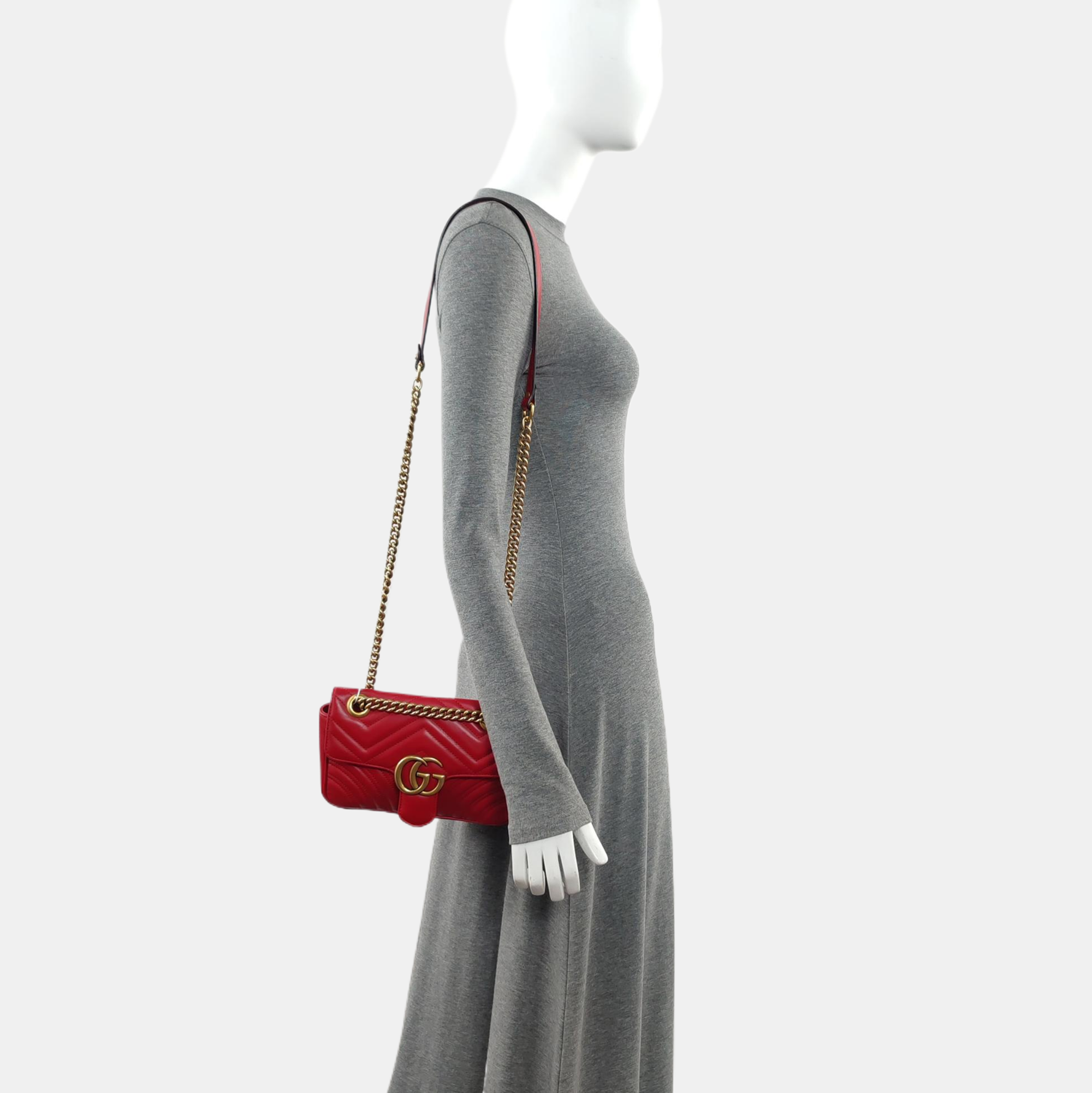 GG Marmont Small Quilted Calfskin Red