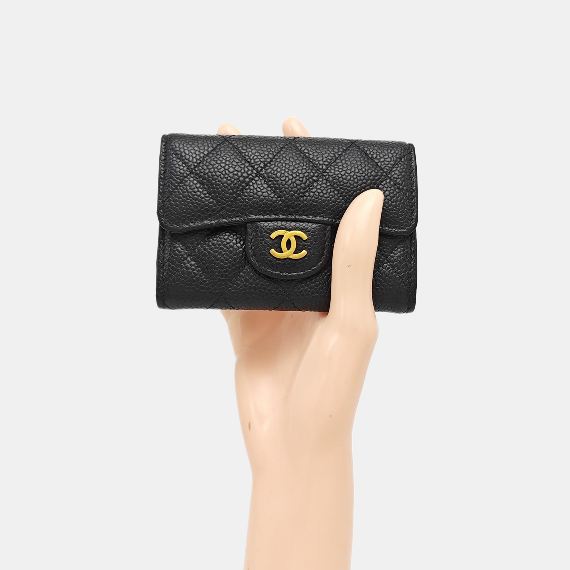 CLASSIC FLAP Quilted Grained Calfskin Black Wallet
