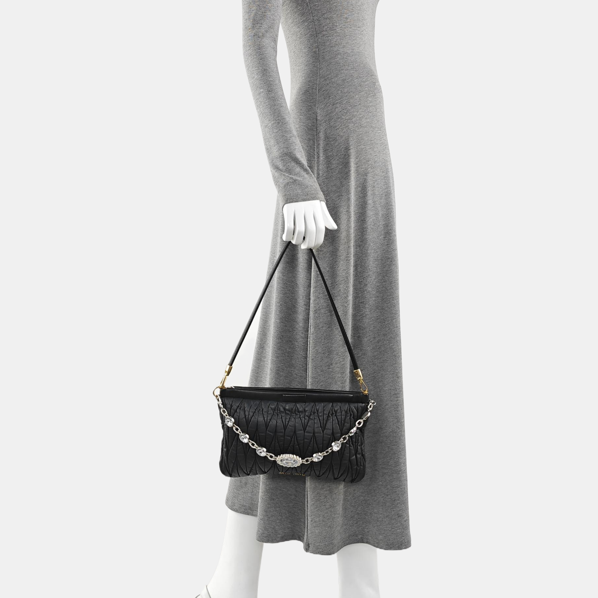 Quilted Lambskin Top Handle Bag Black