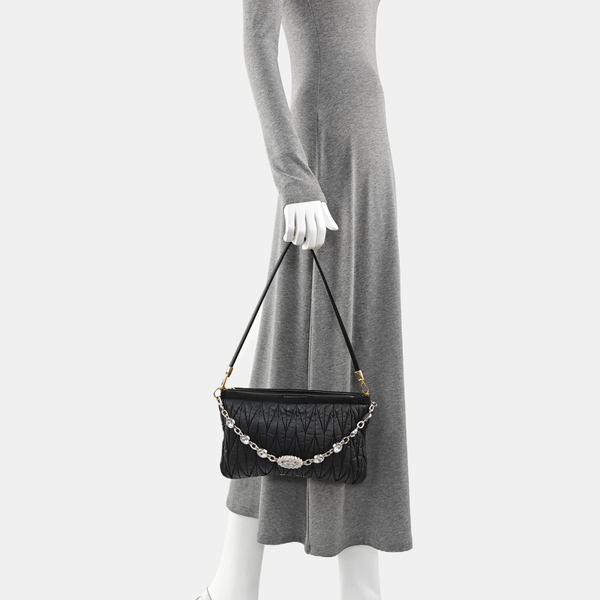 Quilted Lambskin Top Handle Bag Black