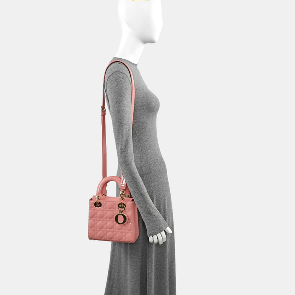 Lady Dior Small Cannage Patent Leather Red