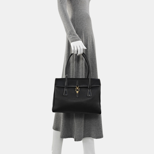 Calfskin Top Handle Bag Black