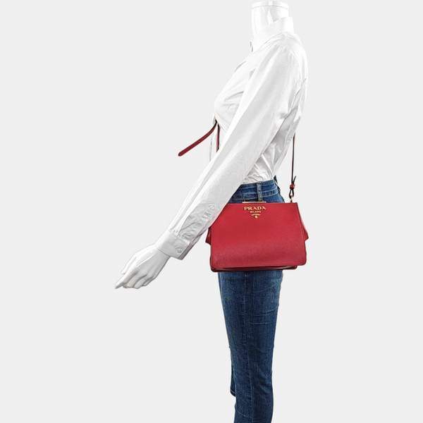 Light Frame Saffiano Calfskin Red