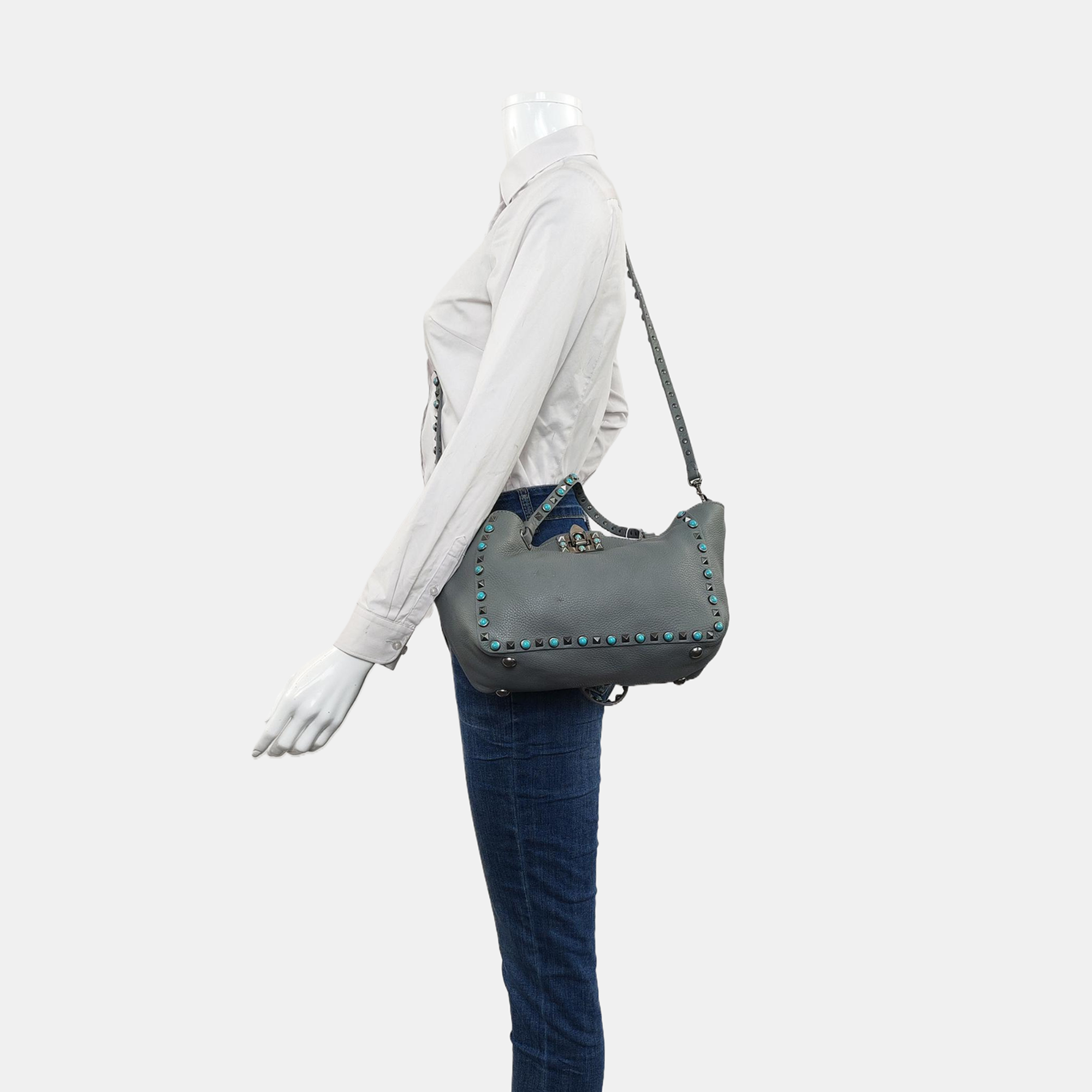 Rockstud Calfskin Blue