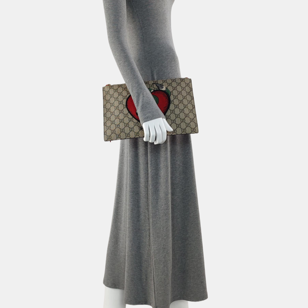 Monogram Coated Canvas Clutch Beige