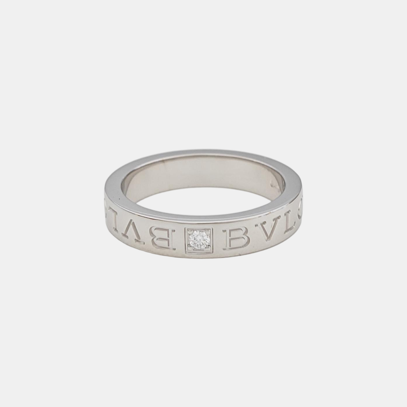 B.ZERO1 18k White Gold Silver Ring EU 54