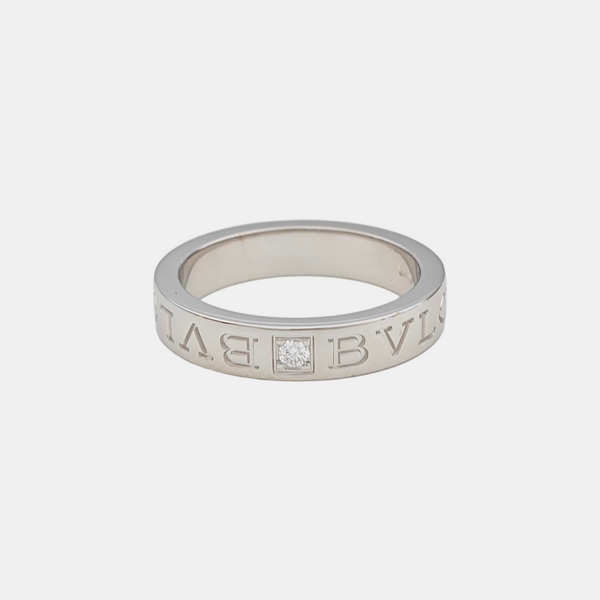 B.ZERO1 18k White Gold Silver Ring EU 54