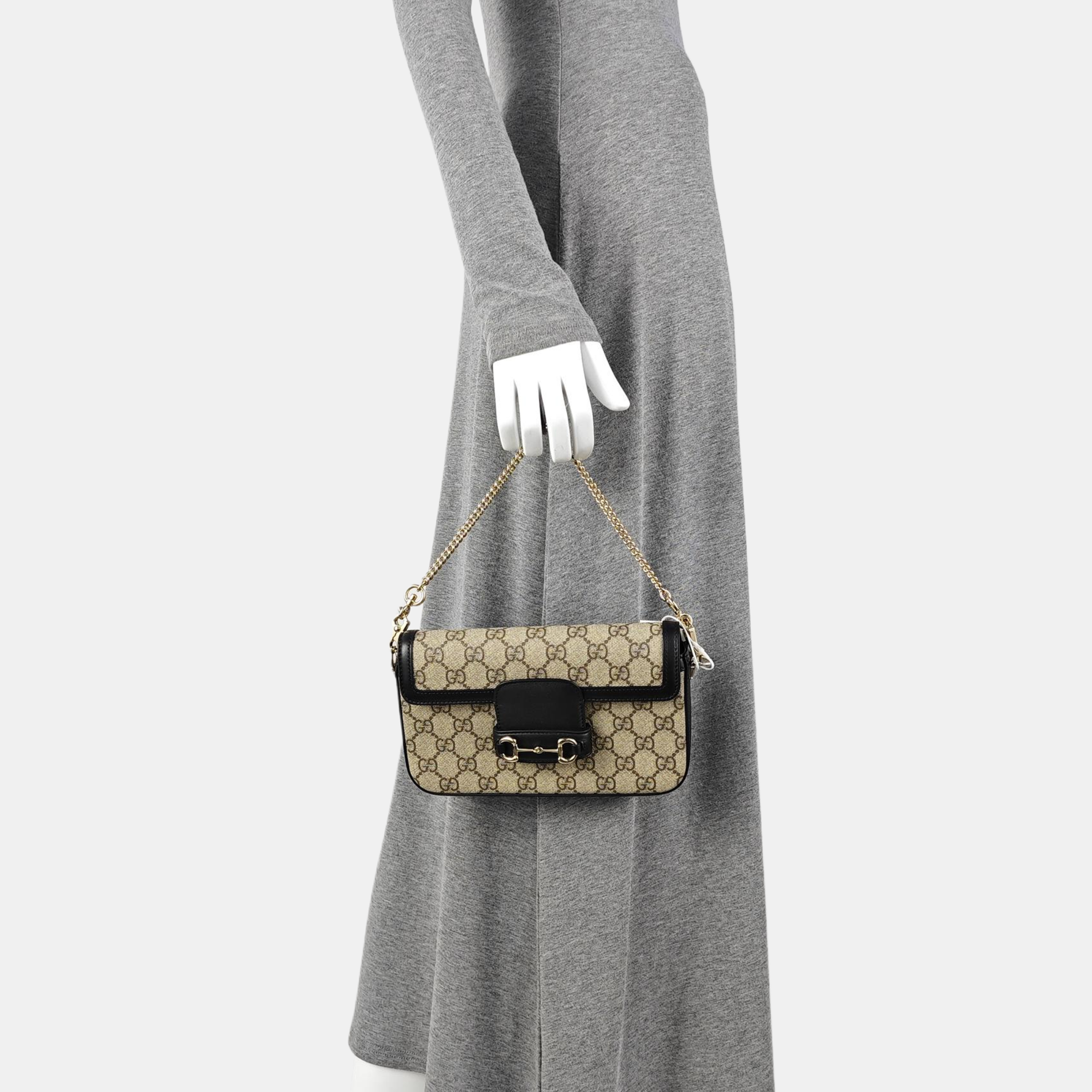 Horsebit 1955 Small Monogram Coated Canvas Beige