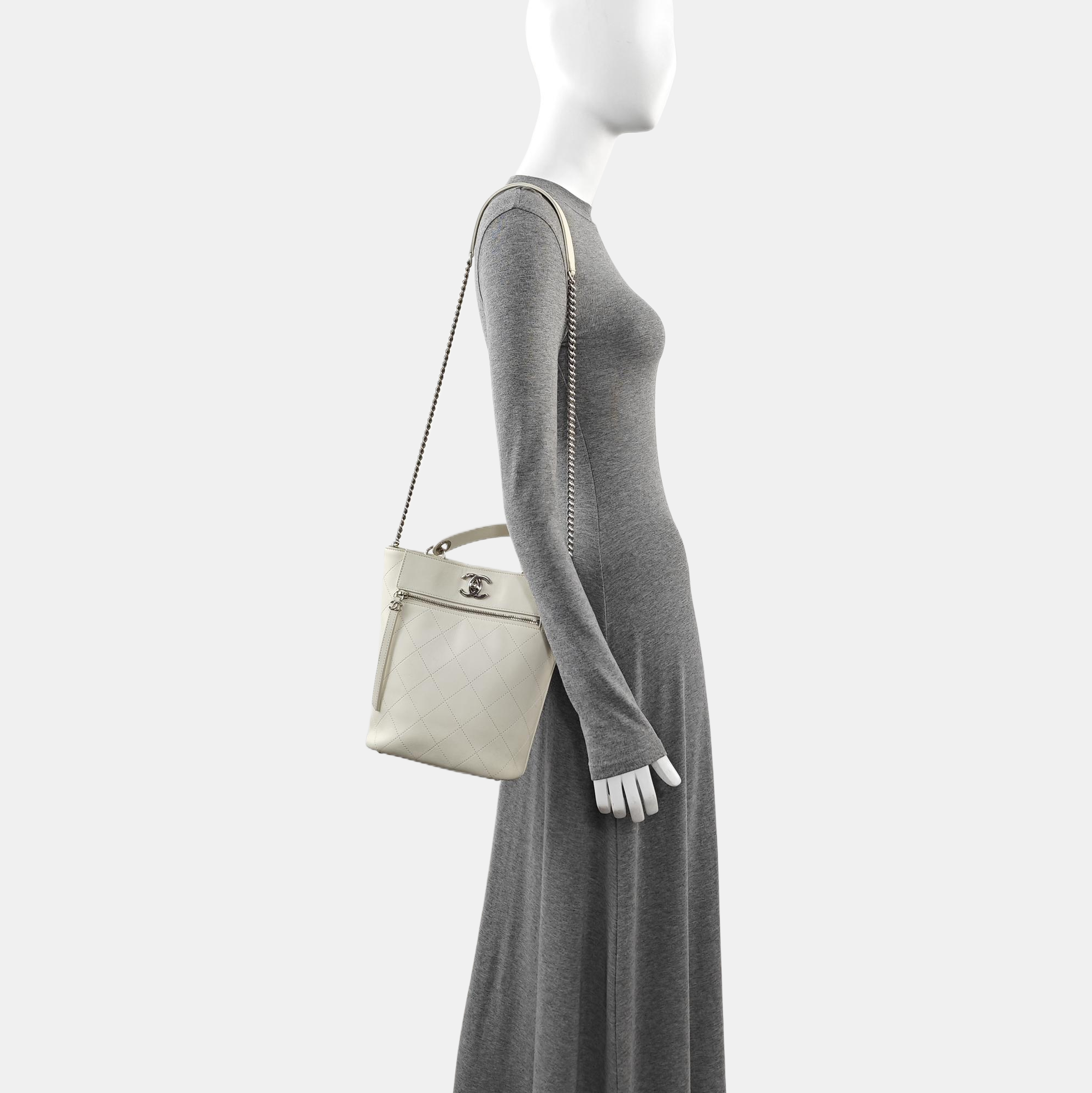 Quilted Calfskin Shoulder Bag White