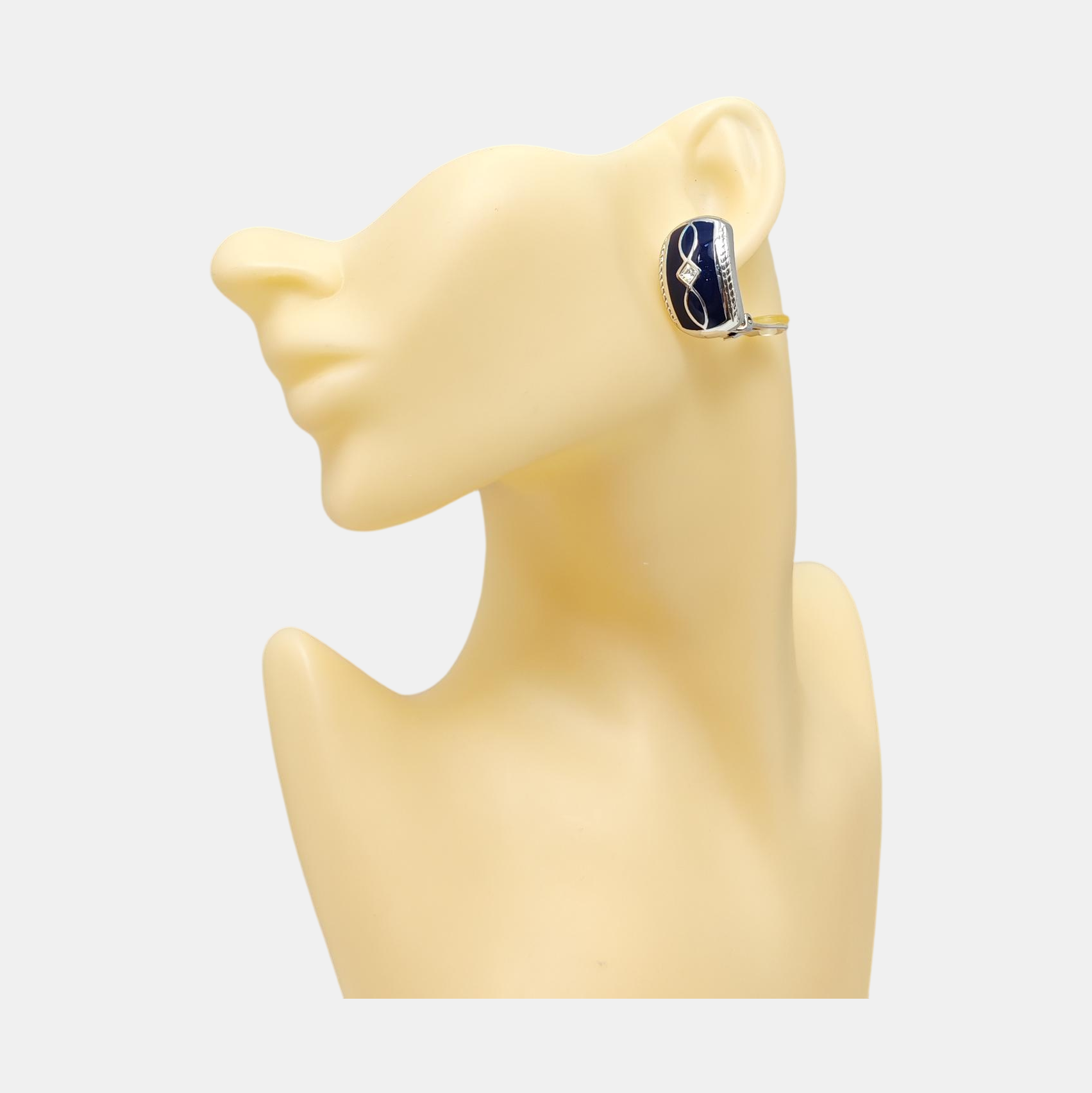 Metal Blue Clip On Earrings
