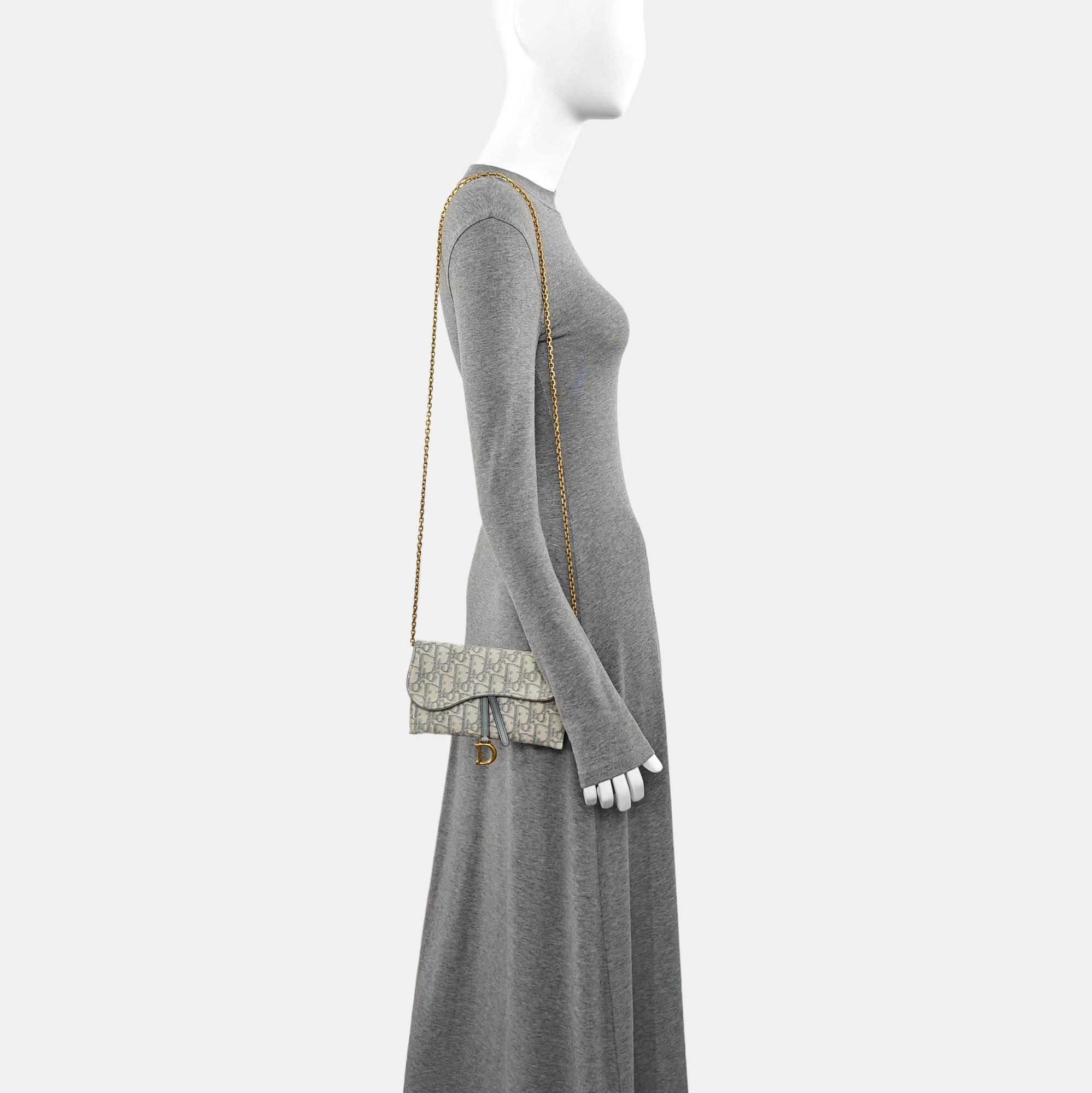 Saddle Mini Oblique Canvas Gray