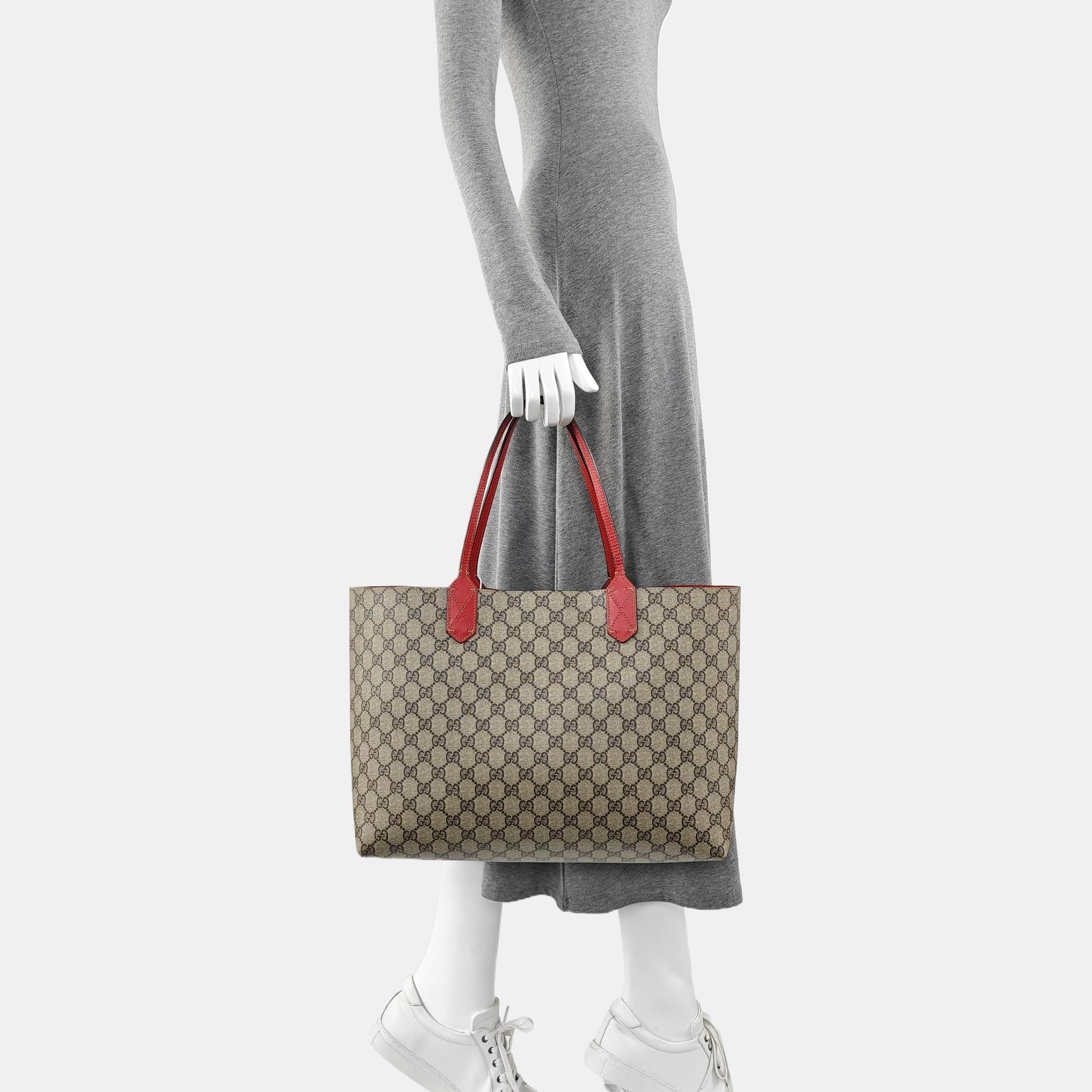 Monogram Coated Canvas Tote Bag Medium Beige