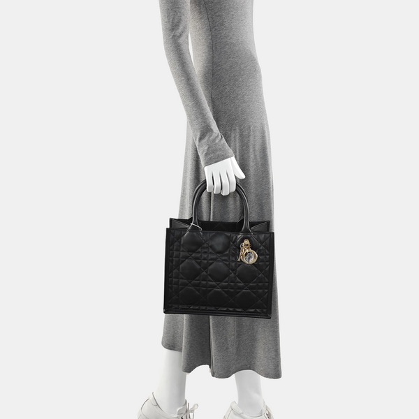 Book Tote Small Cannage Lambskin Black