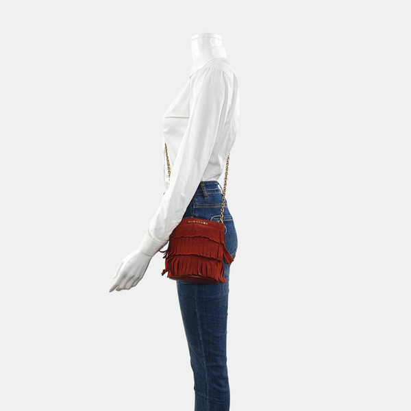Suede Fringe Mini Suede Red