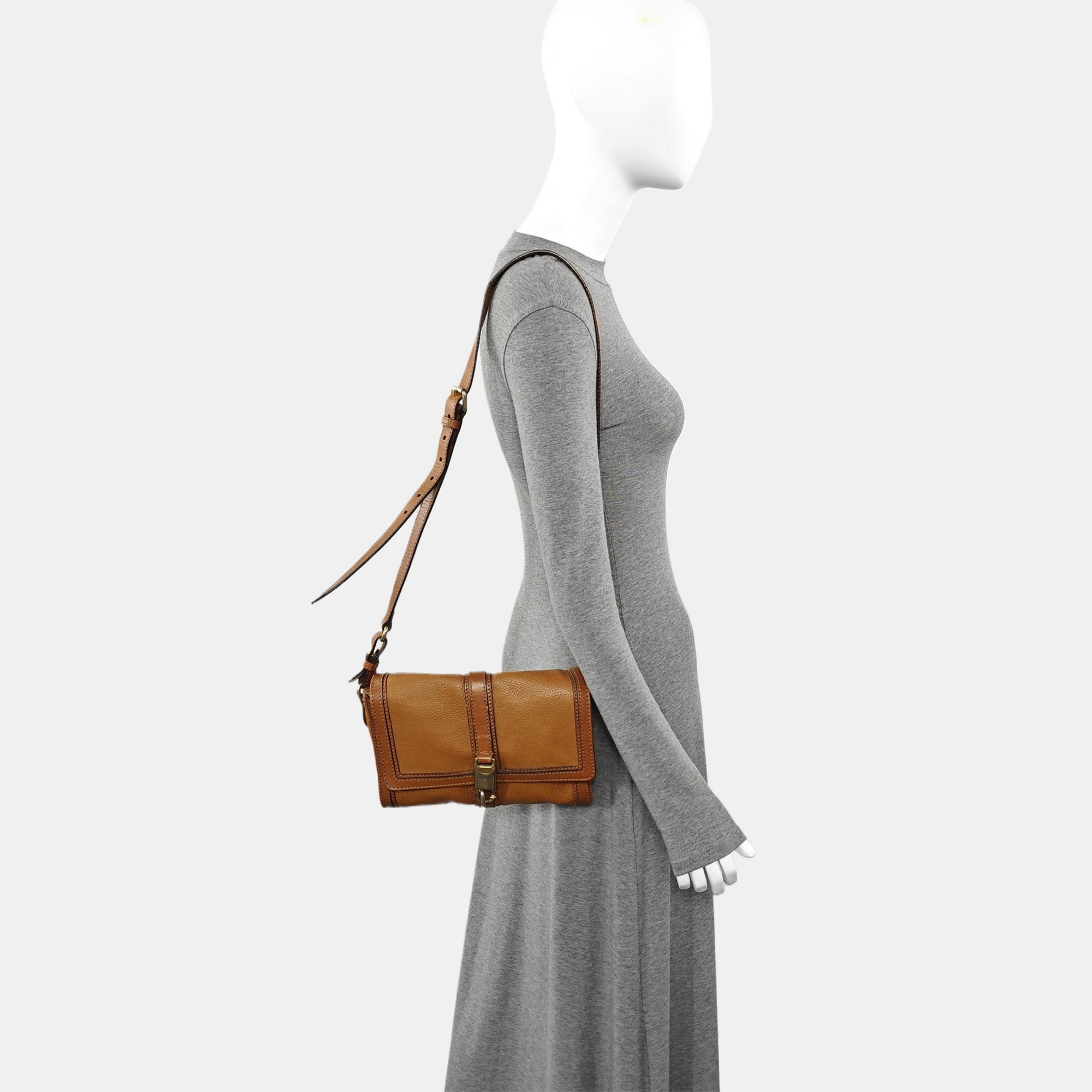 Calfskin Shoulder Bag Brown