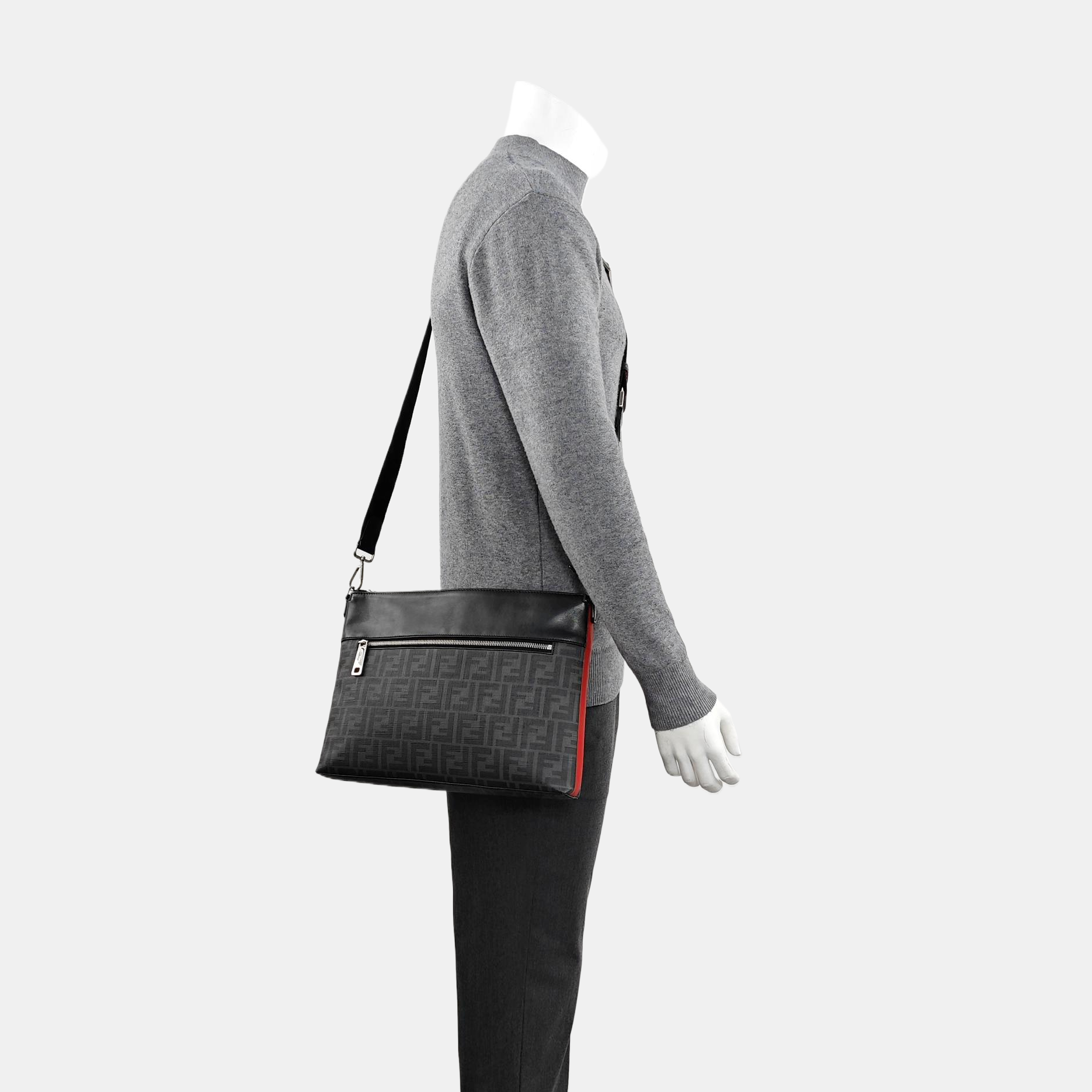 Coated Canvas Shoulder Bag Gray