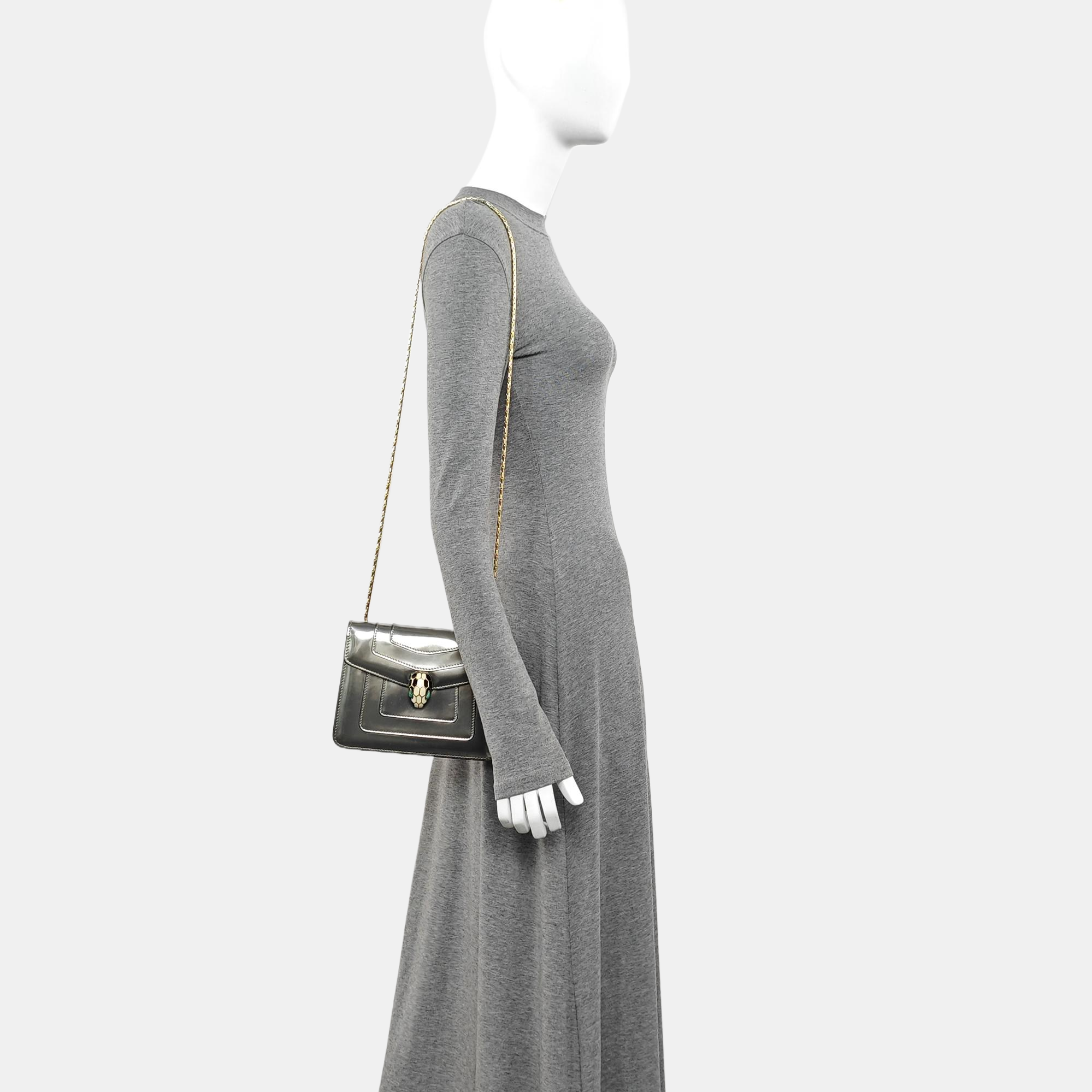 SERPENTI FOREVER Small Patent Leather Silver