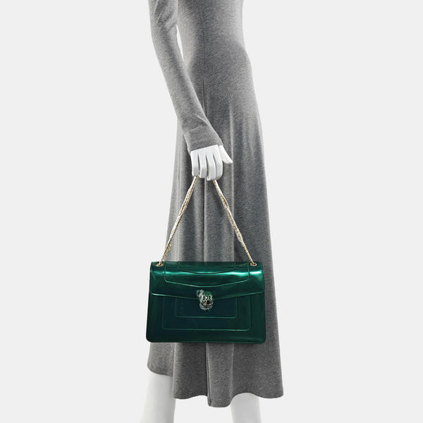 SERPENTI FOREVER Medium Patent Leather Green