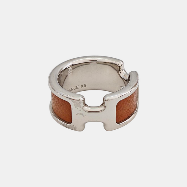 Clic H Leather Silver Ring EU 50
