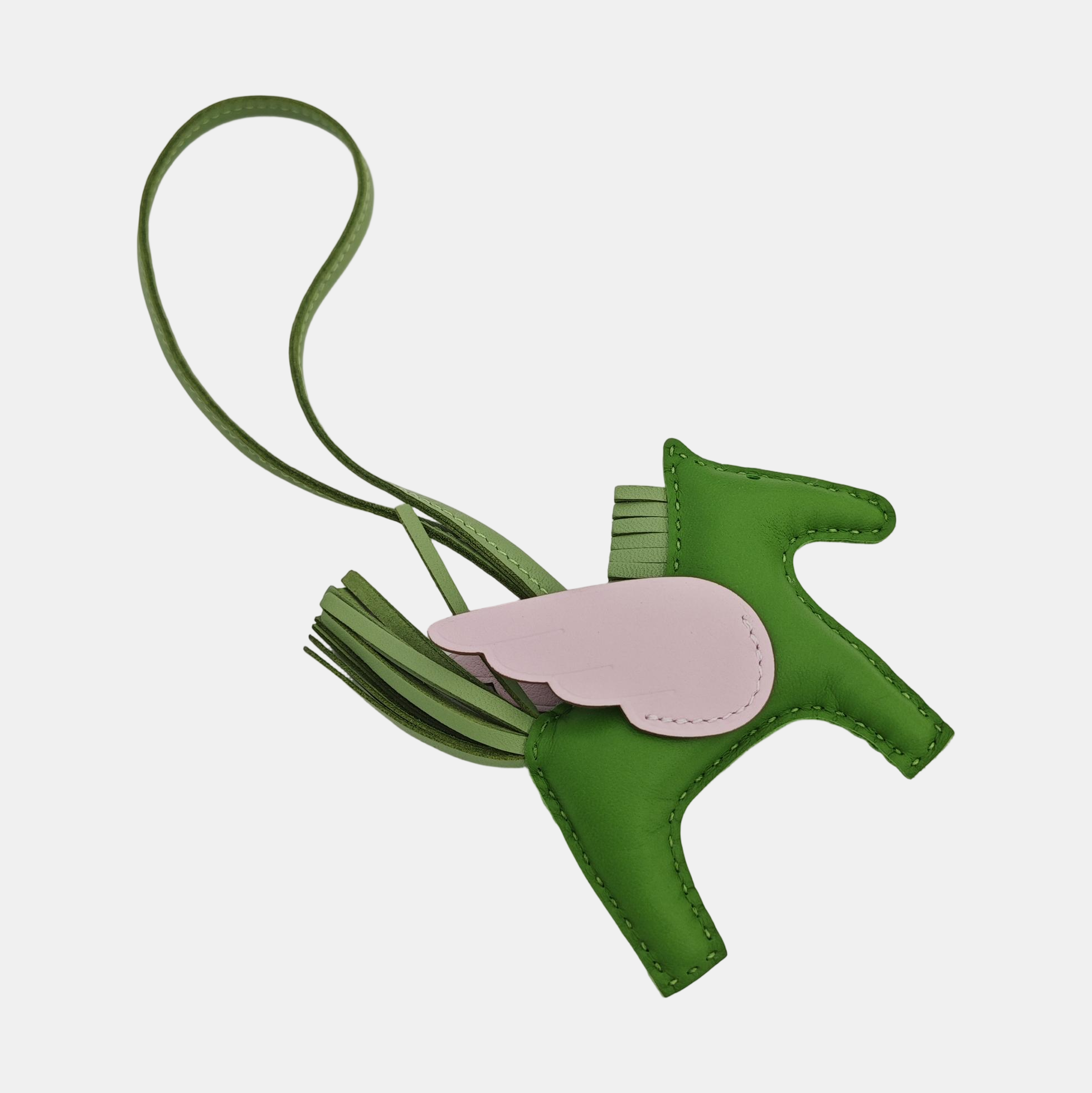 Leather Bag Charm Green