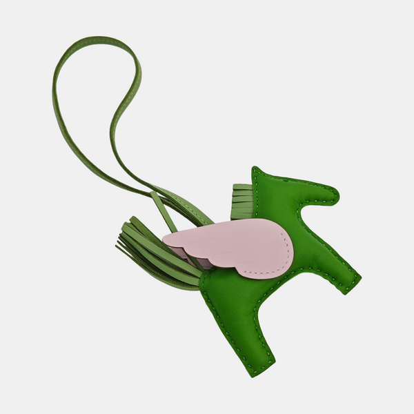 Leather Bag Charm Green
