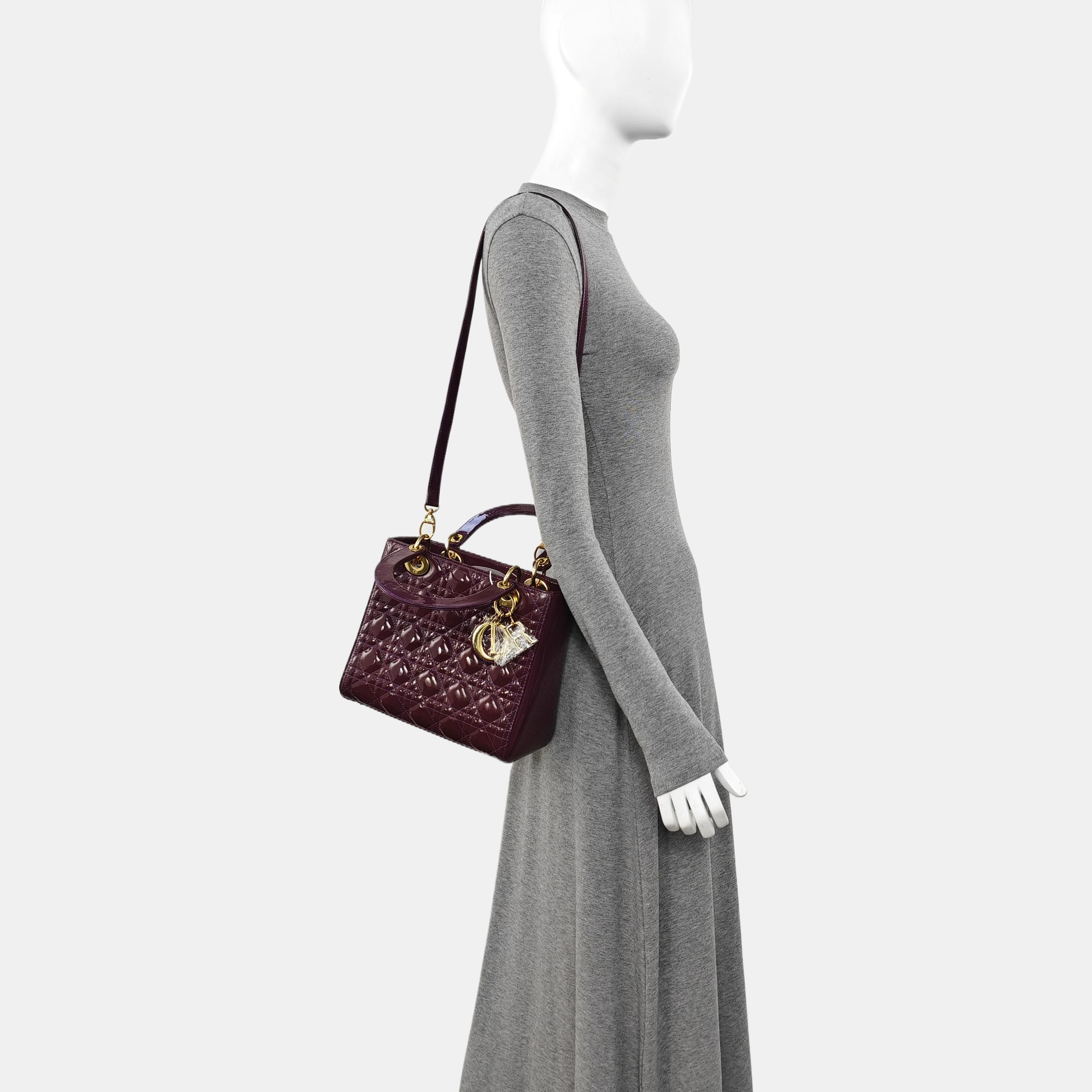 Lady Dior Medium Cannage Patent Leather Purple