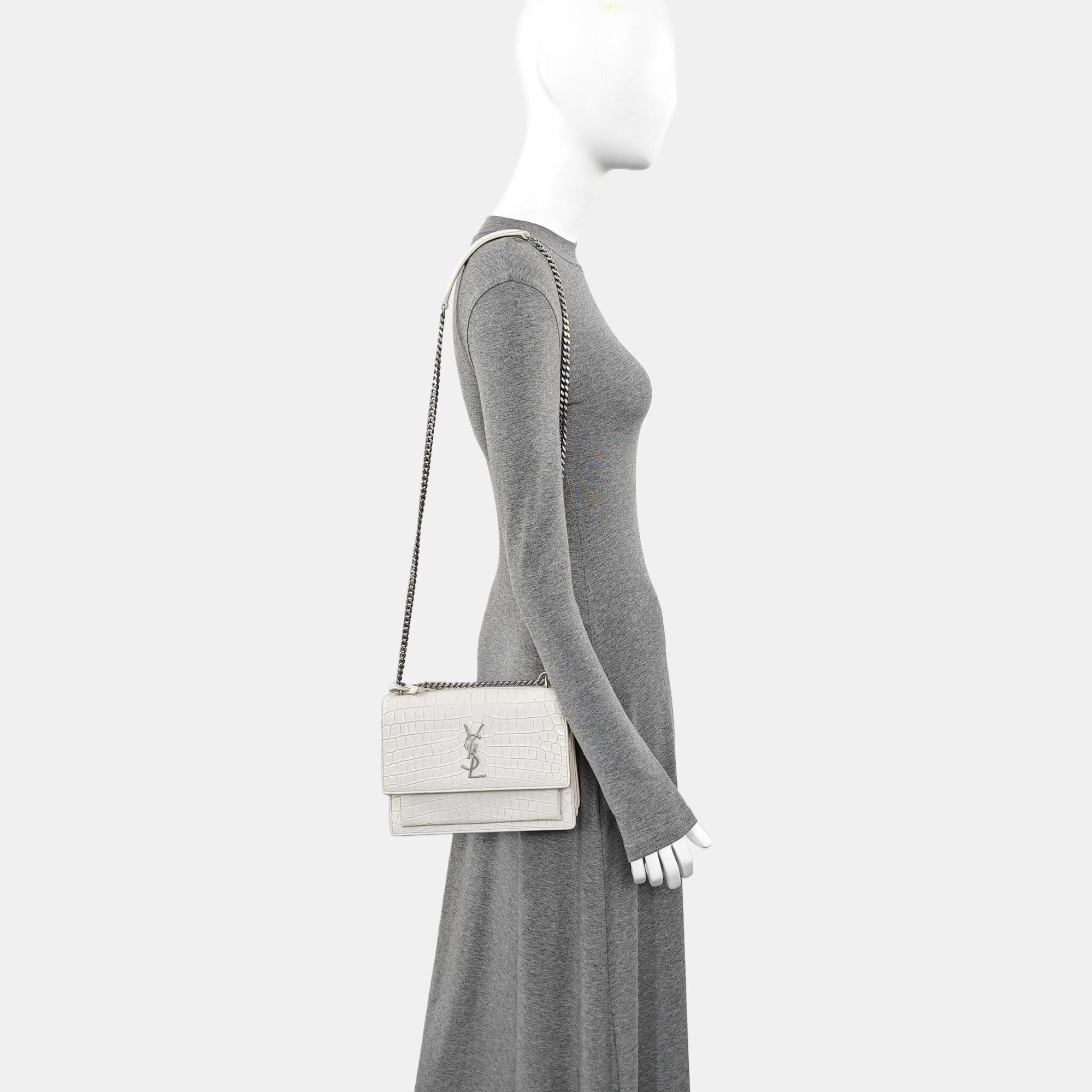 SUNSET Medium Calfskin White