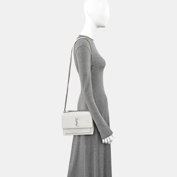 SUNSET Medium Calfskin White