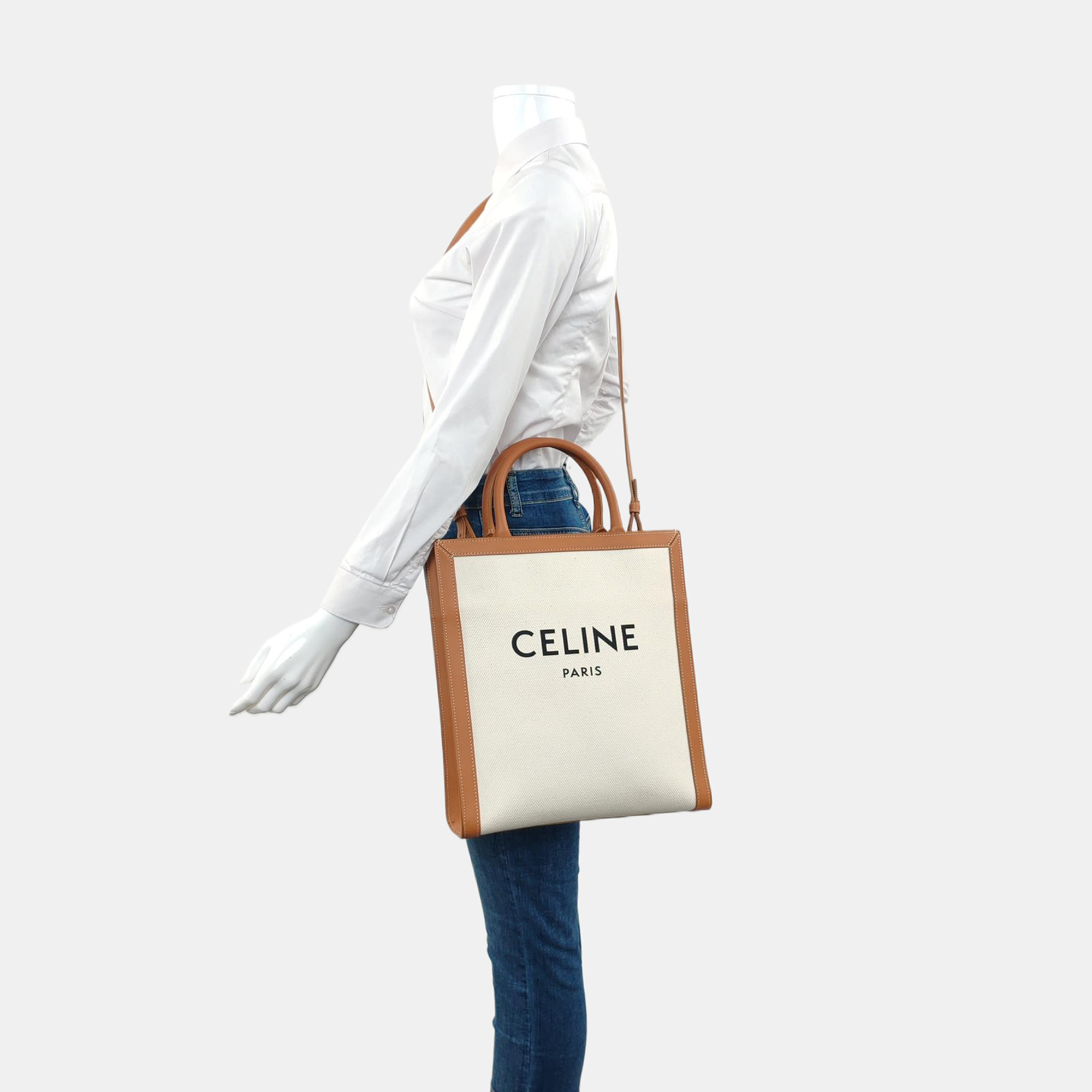 Authenticated pre-owned  CABAS CELINE Small Canvas White - Shoulder Bag at Looply