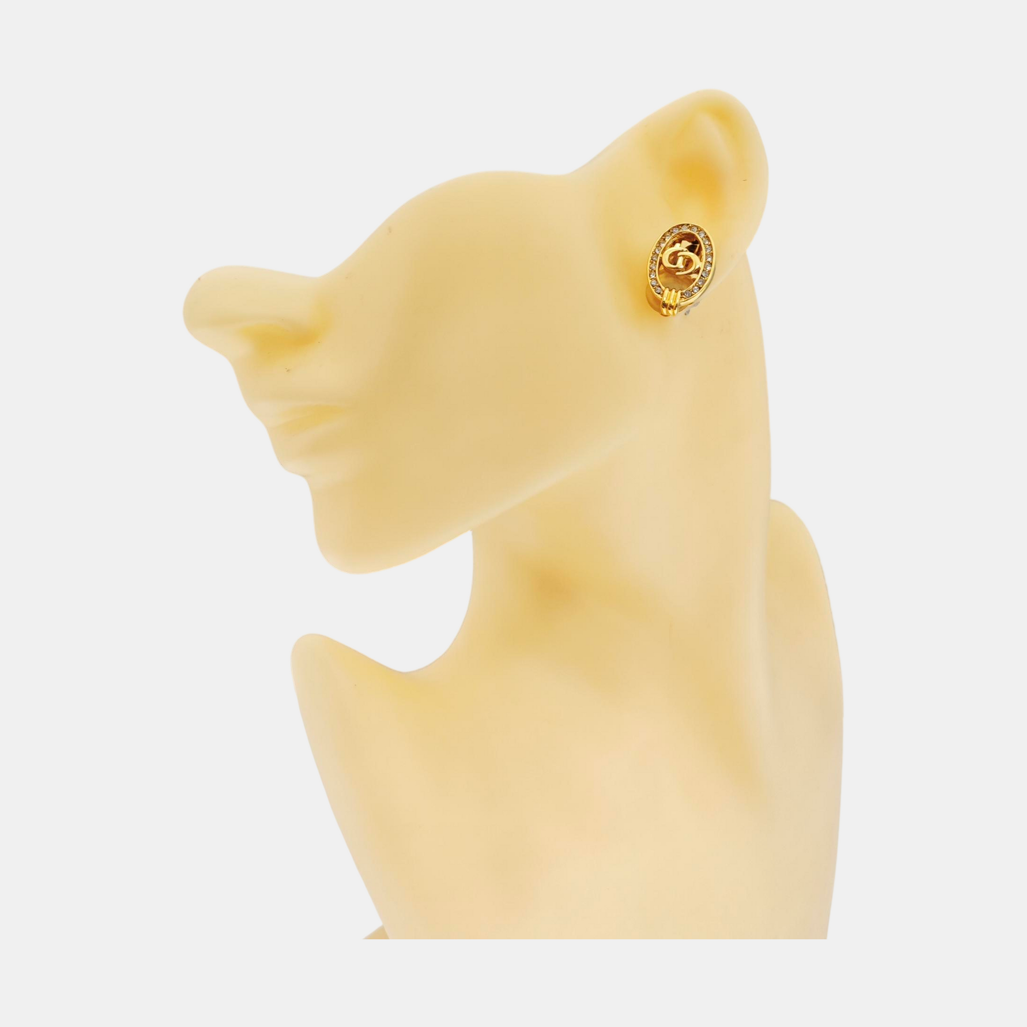 Petit CD Metal Gold Clip On Earrings