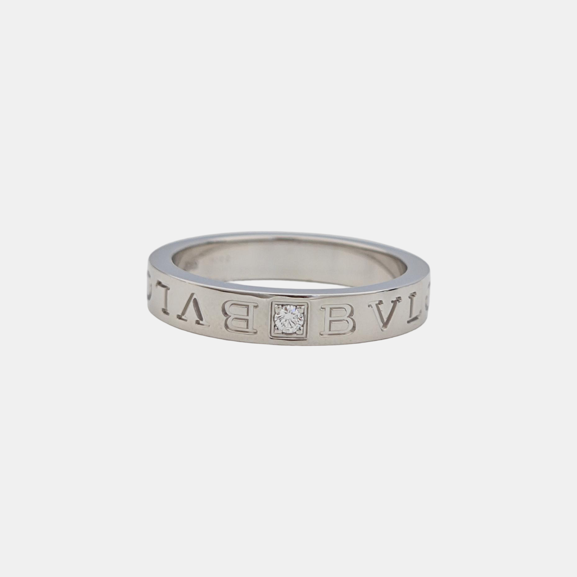 B.ZERO1 18k White Gold Silver Ring EU 60