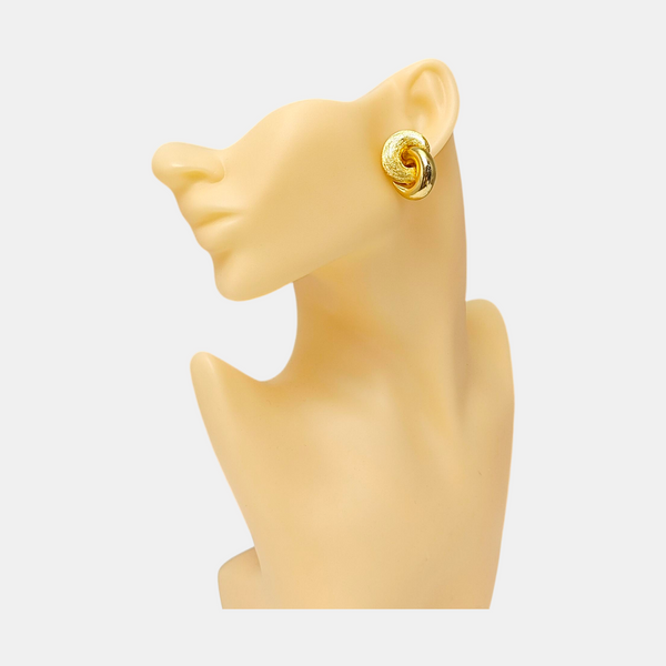 Twist Round Metal Gold Clip On Earrings